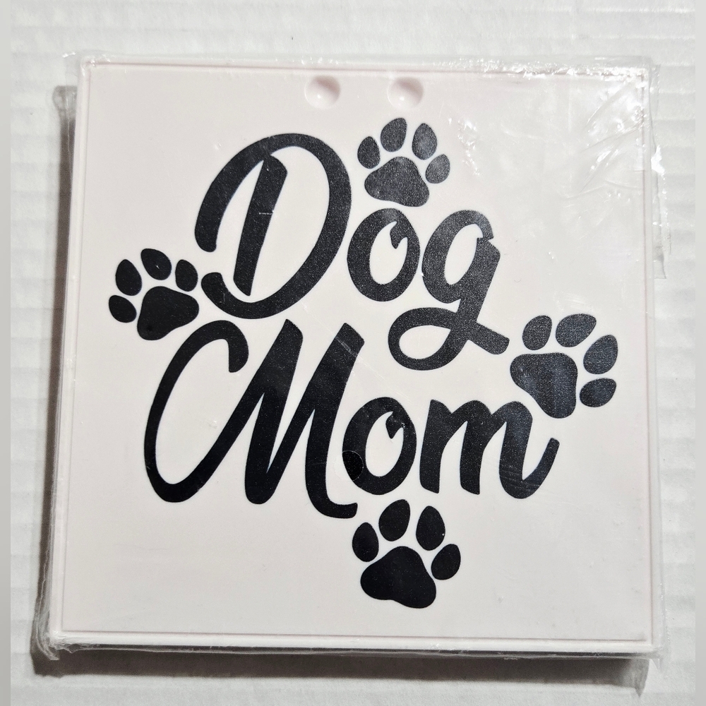 Dog Mom Desk Sign Paw Print Table Decor Pet Mother’s Day Gift